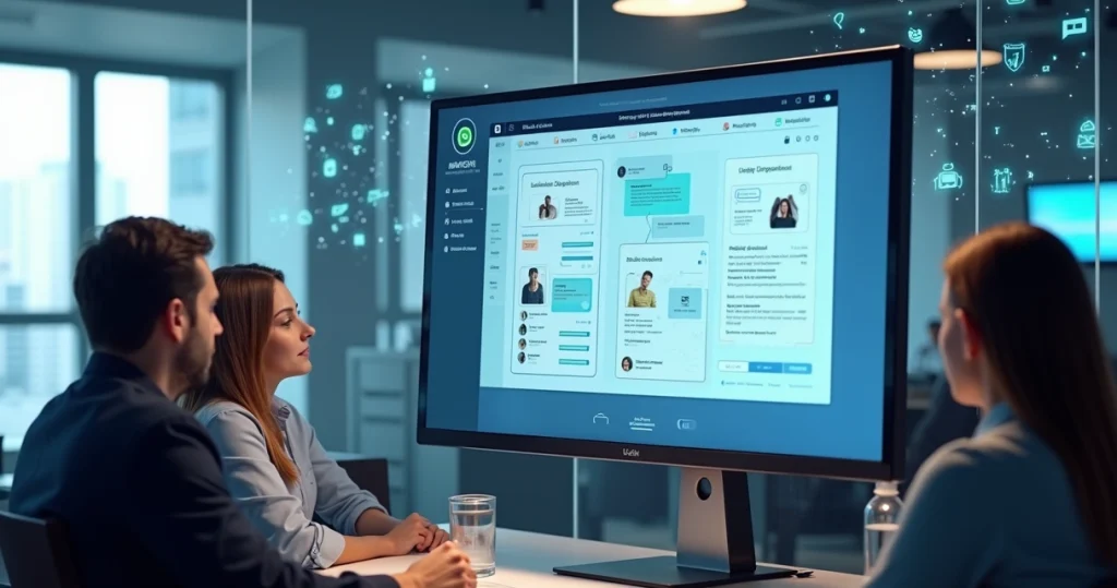 Central de atendimento omnichannel com integração de canais como WhatsApp, e-mail e telefone organizada na plataforma digital