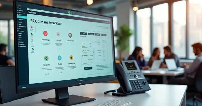 Painel de PABX virtual exibindo chamadas integradas a múltiplos canais de atendimento