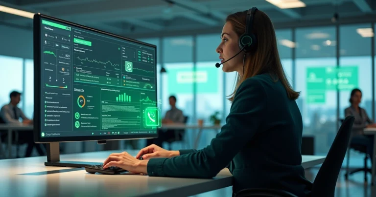 Atendente comercial usando voz no WhatsApp integrado ao CRM em operação B2B high-ticket