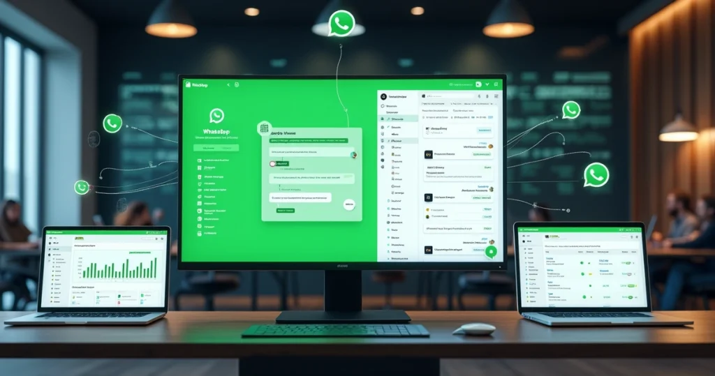 Dashboard corporativo mostrando integração de WhatsApp em operação comercial B2B